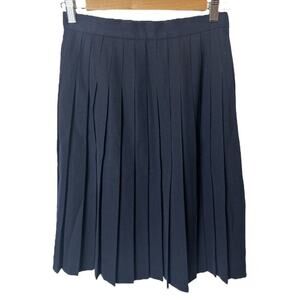 Gianni Sport Navy Pleated Knee Length 100% Wool Skirt Women's Size 6 Runs Small